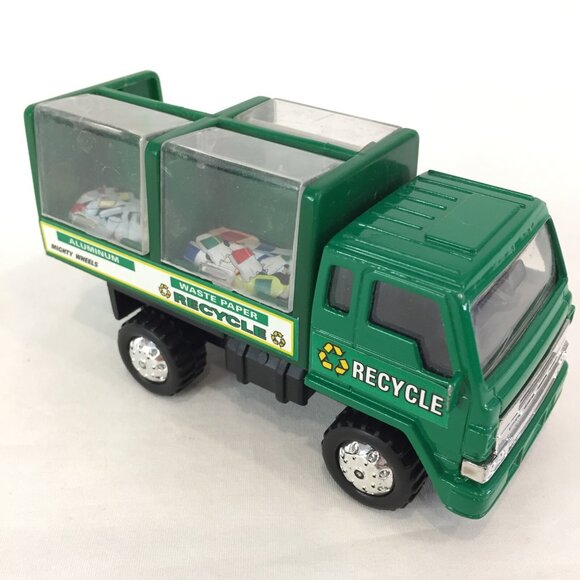 Mighty Wheels Green Recycle Garbage Truck Dinky Car Diecast Toy  Play Used 4.5 " - Picture 1 of 10